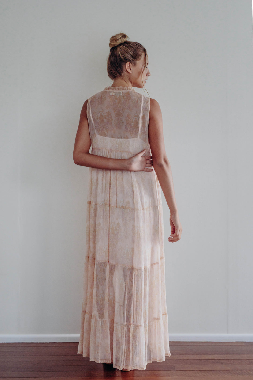 Rosewater tiered maxi dress