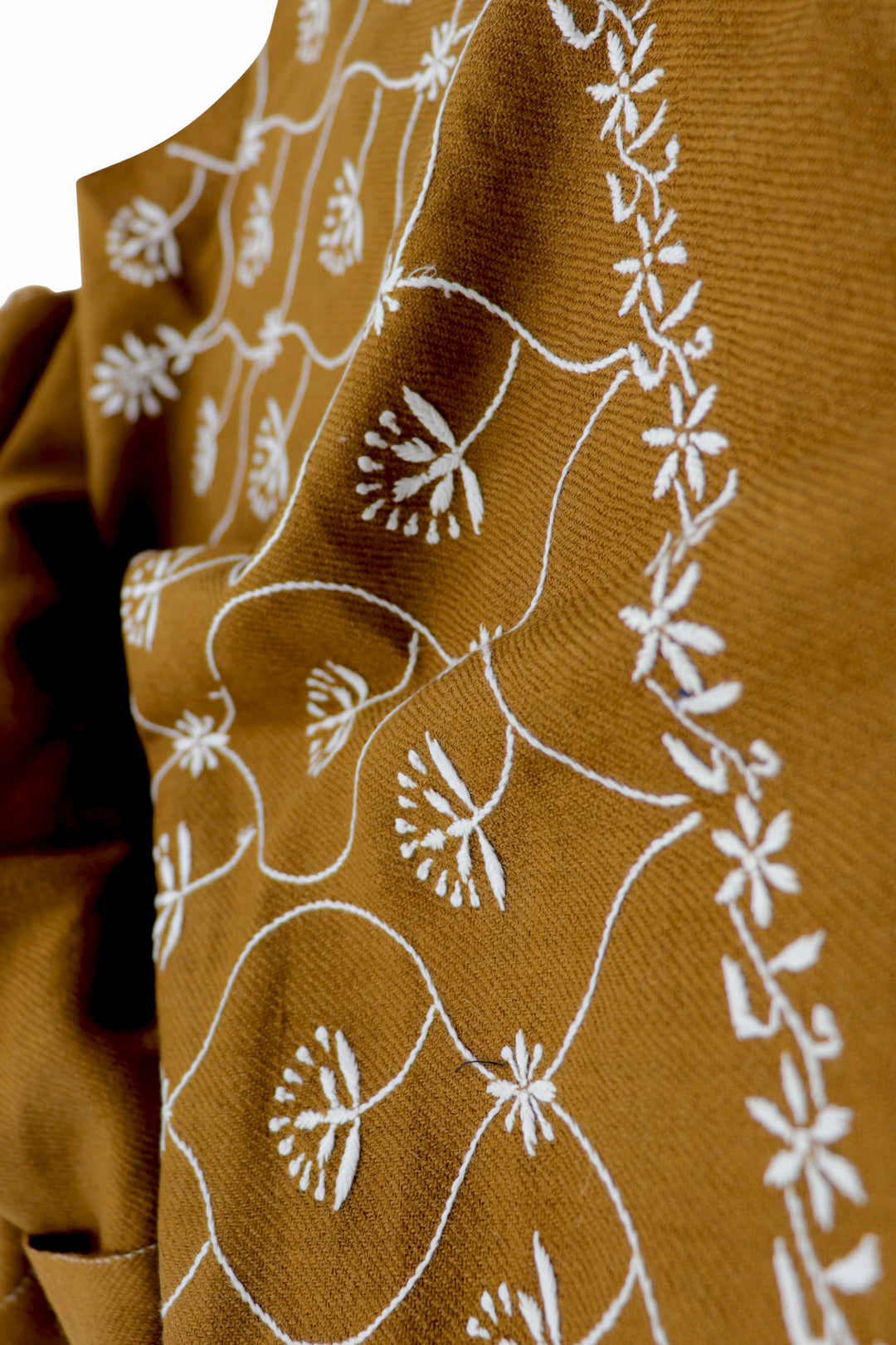 Handwoven woollen scarf muscade