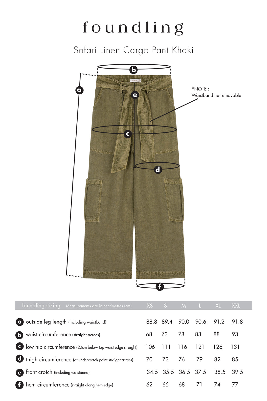 KHAKI LINEN CARGO WIDE LEG PANTS SIZE GUIDE