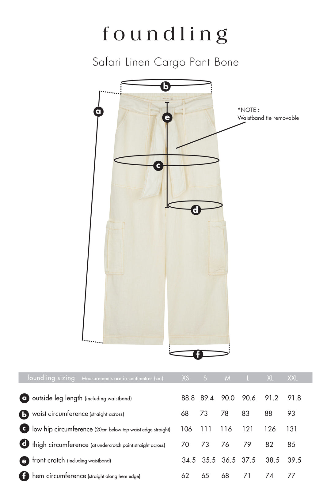 BONE LINEN WIDE LEG CARGO PANTS SIZE GUIDE