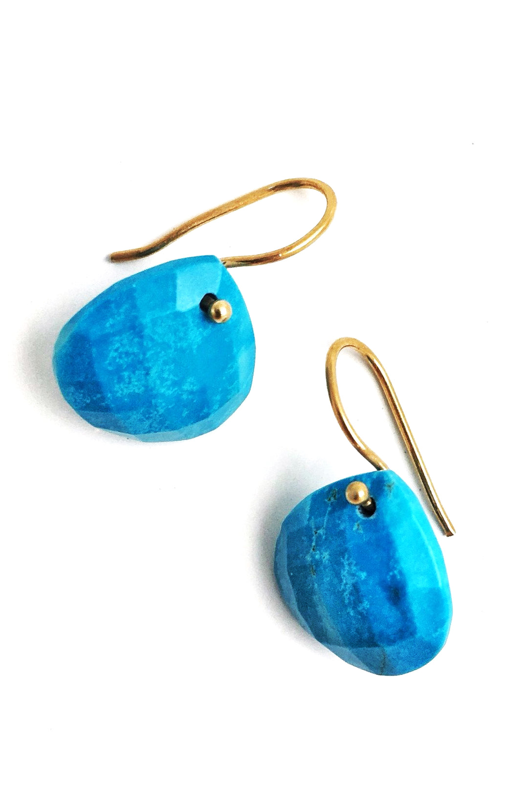 Turquoise teardrop earrings gold hook