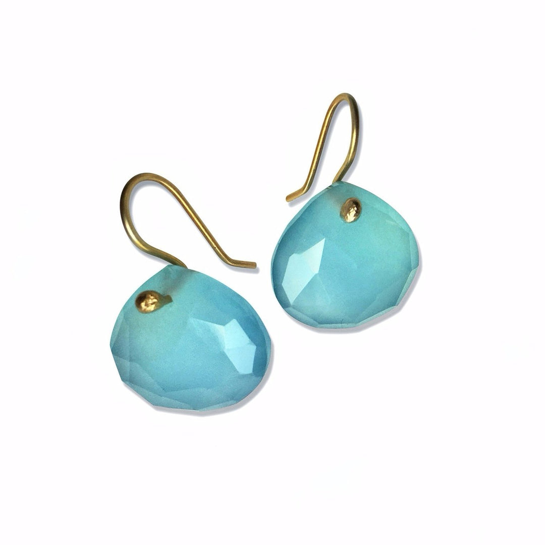 Chalcedony blue teardrop earrings