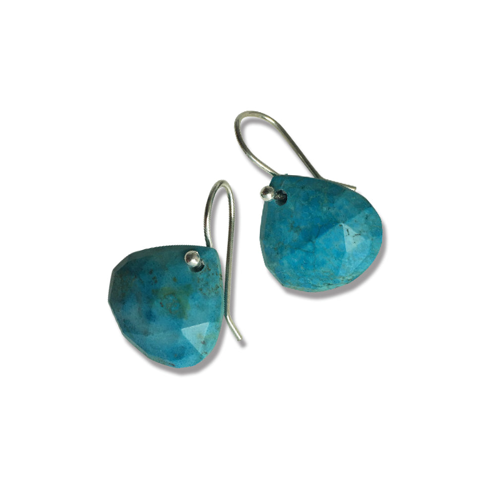 Turquoise teardrop earrings silver hook